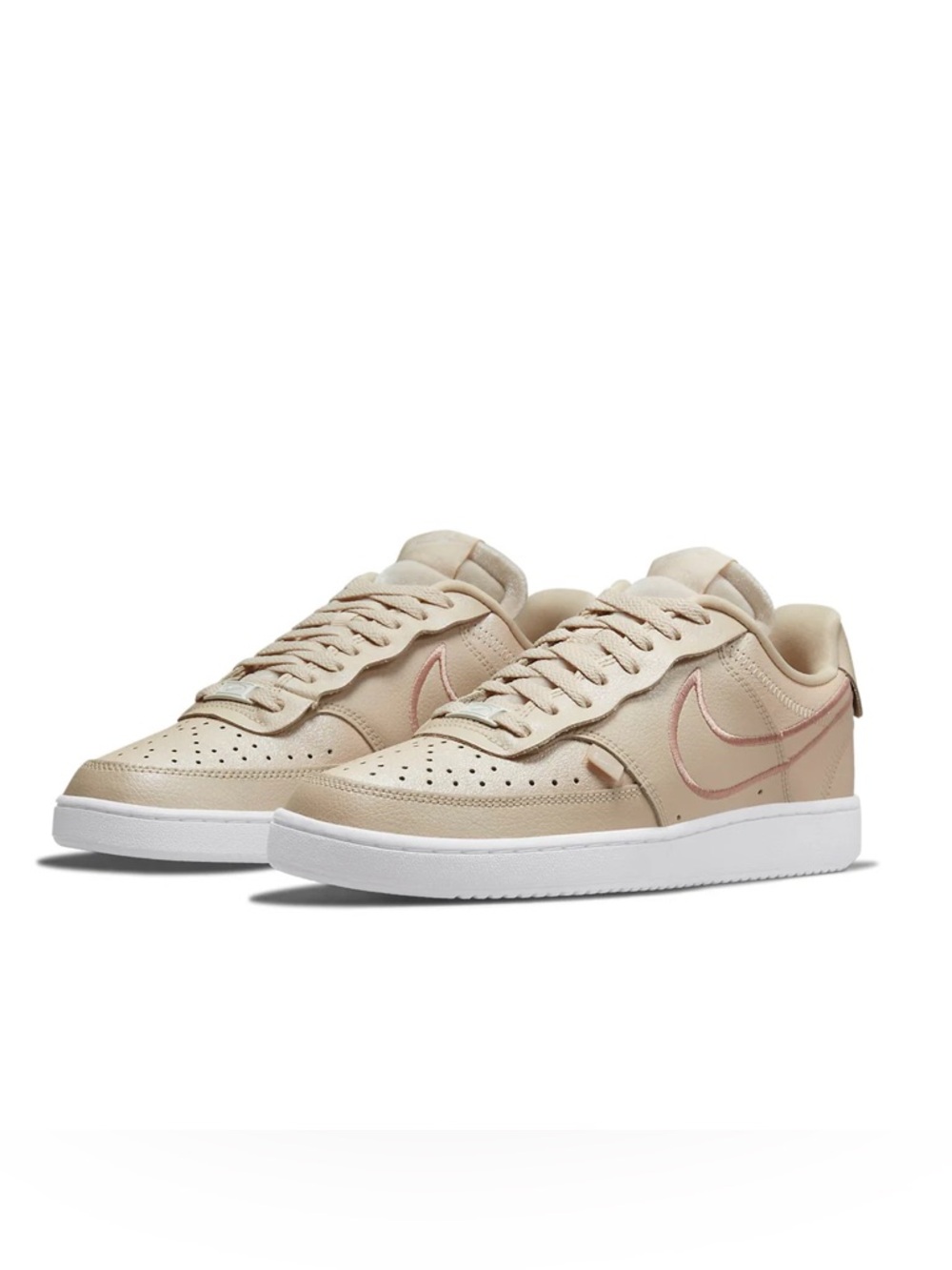 NIKE Women’s Court Vision Low Premium Sneakers-Size 8-Pearl White/Sail Metallic
